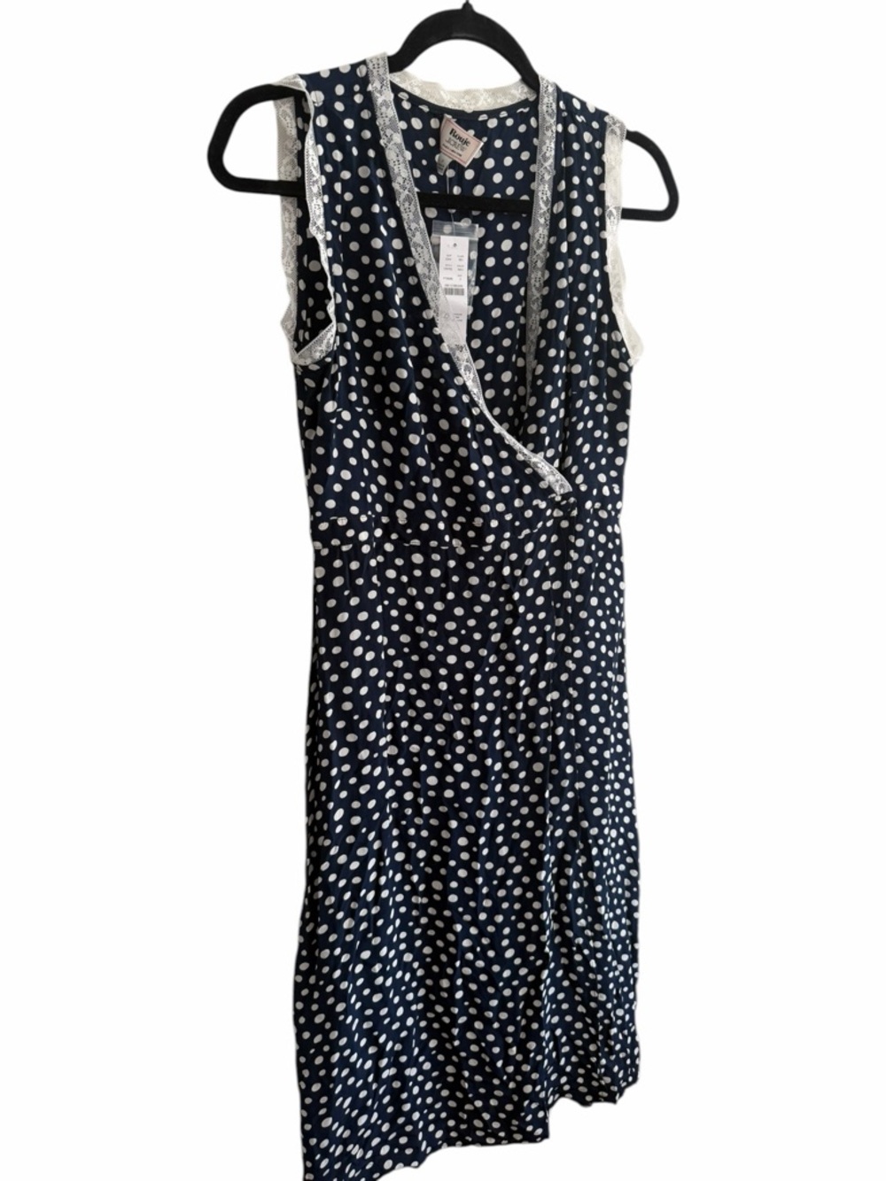Rouje X J.Crew Rencard Wrap Dress Navy Polka Dot size 2 NWT - Picture 6 of 11